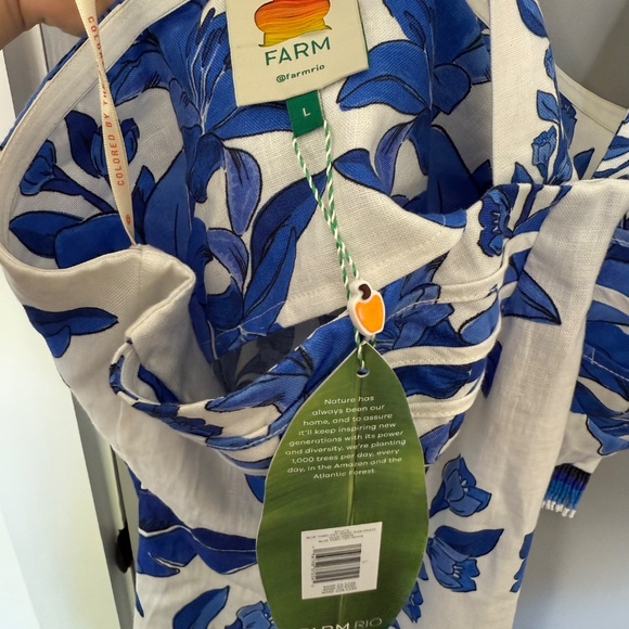 Farm Rio Blue Botanical Maxi Dress – Size Large, NWT - Picture 3 of 3